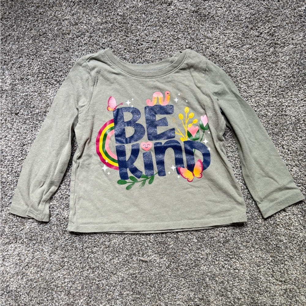 5/$15 The Children's Place 'Be Kind' Long Sleeve Shirt - Green